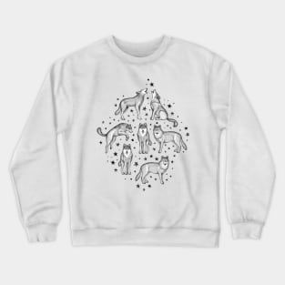 Wolves and Stars on White Crewneck Sweatshirt